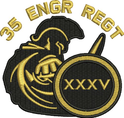 35 Engr Regt Embroidered Polo Shirt SMALL BLK